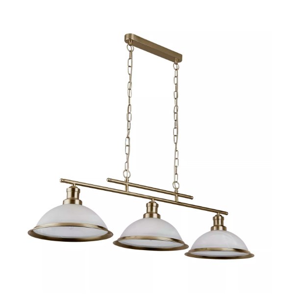 Bistro 3 Light Bar Pendant in antique brass with acid glass, product code 2686-3AB