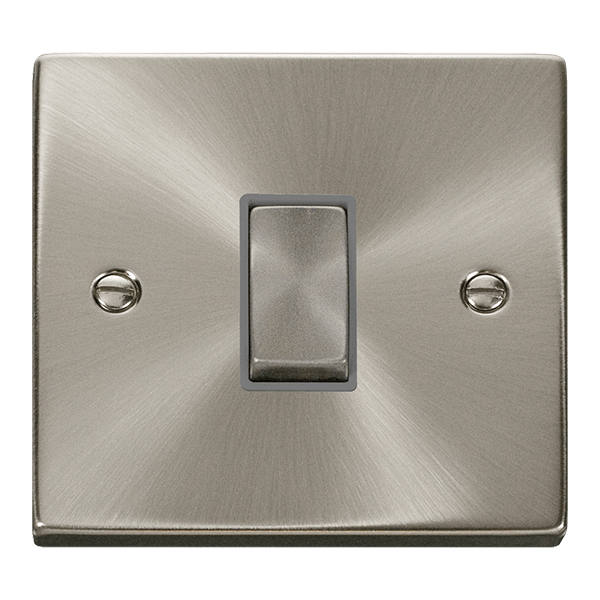 Click Deco 1G 2W Switch Satin Chrome Grey Insert VPSC411GY