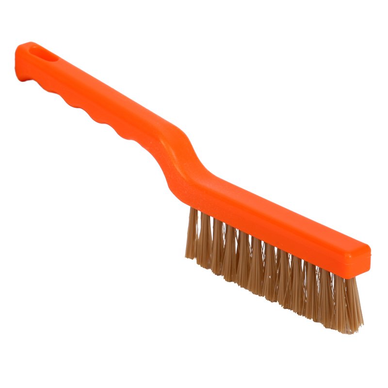 Short machine brush - high heat, stiff Peek bristle, Orange