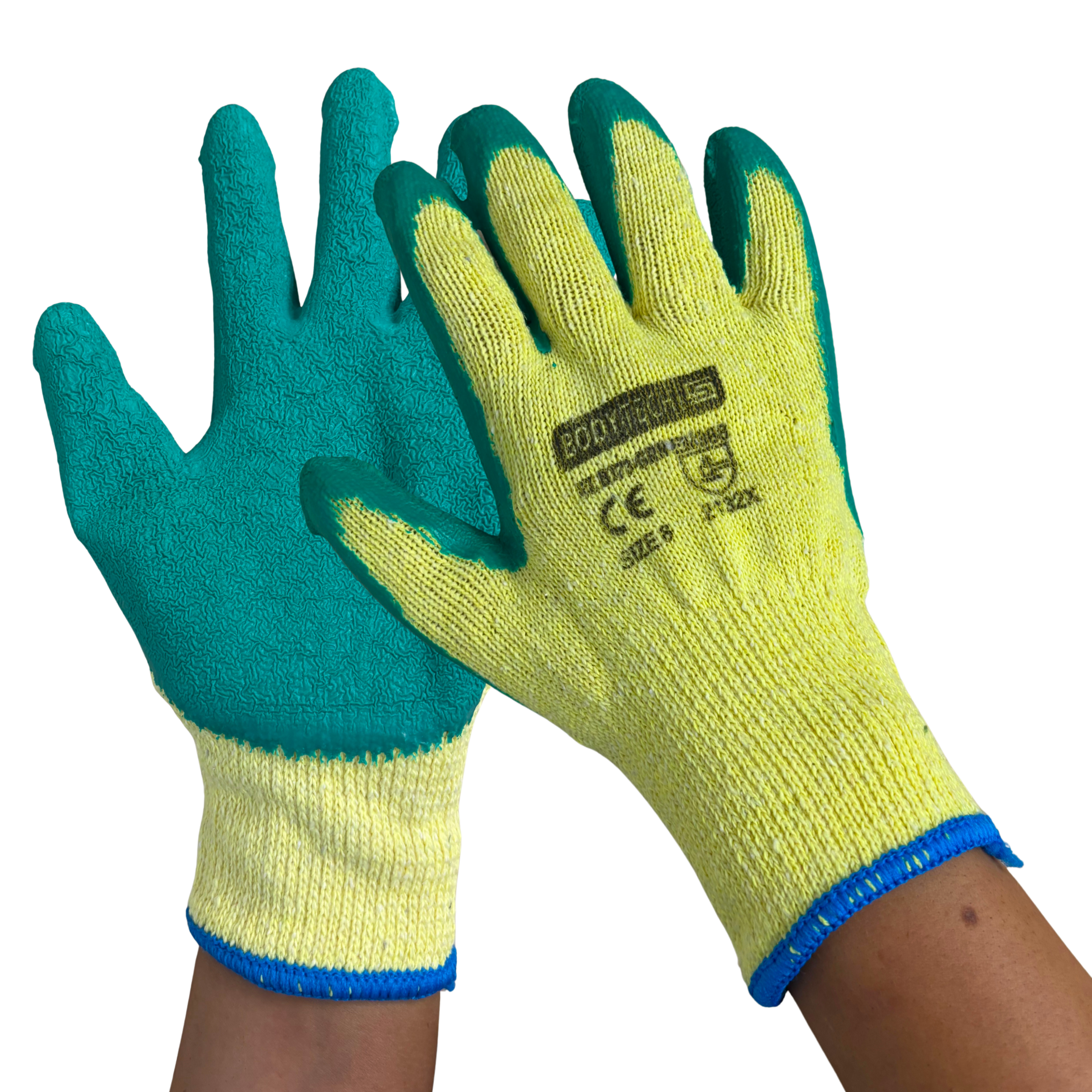 Bodytech Grab & Grip, Green Latex Coated Glove, Pair
