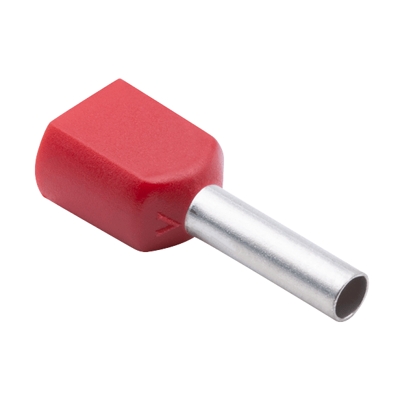 1sq Red Twin Bootlace Ferrules (100)