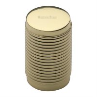 C3850-PB - HERITAGE BRASS CABINET KNOB CYLINDRIC RIBBED DESIGN 2