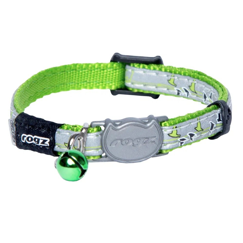 Rogz CB08-L NightCat Adjustable Reflective Collar Lime 200-310mm Small