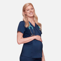 The Cherokee Maternity Navy Scrub Top have a number of practical pockets including a patch pocket, phone pocket and a hidden pocket for all your belongings.