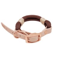 Trinkety Paws Country Collection Paracord Biothane Dog Collar Dark Brown/Powder Pearl Large 38-50cm 25mm