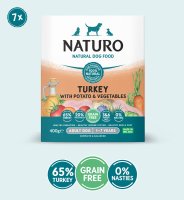 Naturo Adult Dog Tray GRAIN FREE Turkey, Potato & Veg 400g x 7