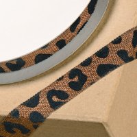 Leopard Print Ribbon Brown/Black - 16mm x 10m