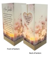 Glass Lantern/Wood Base/Her Smile   (84606)