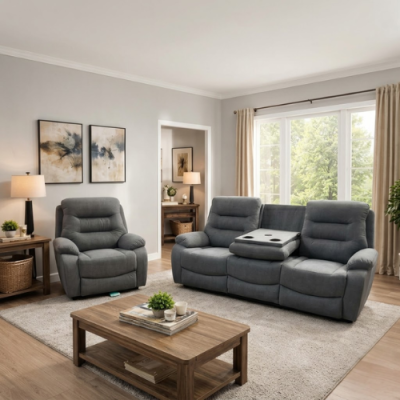 Ash 3RR + 1R + 1R Electric Luxury Recliner Bundle - Grey