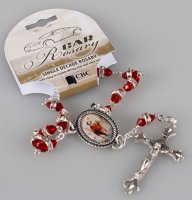 Car Rosary/Single Decade/Glass-Ruby   (63935)