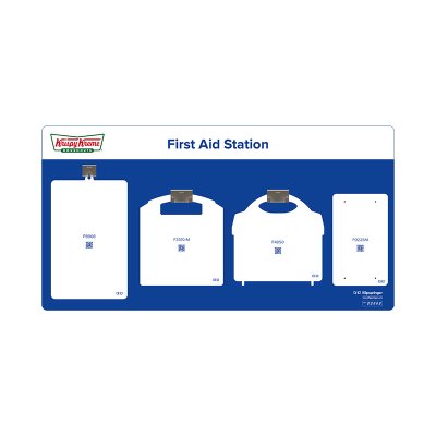 Krispy Kreme First Aid Station shadow board - Includes utensils.