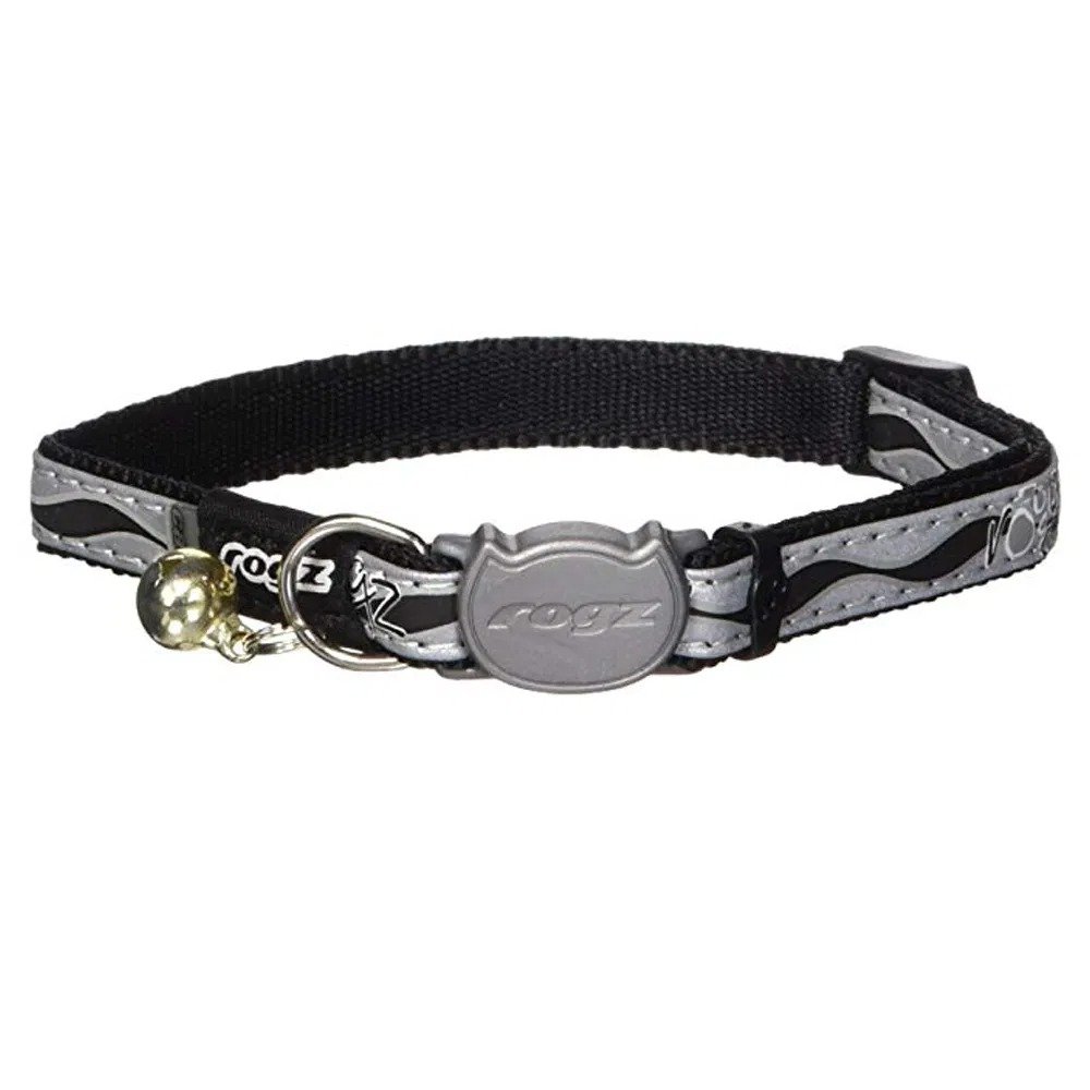 Rogz CB08-A NightCat Adjustable Reflective Collar Black 200-310mm Small
