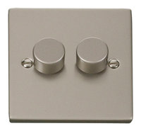 Click Deco Victorian Pearl Nickel 2 Gang 2 Way Dimmer | LV0101.0131