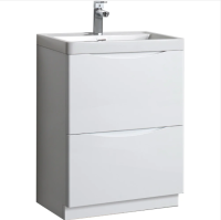 Floor standing 2 Drawer Vanity Unit & Basin G/White - 60cm
