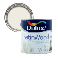 Dulux Satinwood Pure Brilliant White 2.5L Tin Colour & Swatch