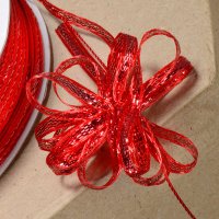 Lurex Pull Bow Ribbon Bottle Red/Iridescent - 3mm x 25m