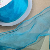 Wired Organza Ribbon Turquoise - 70mm x 25m