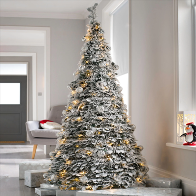 Snowtime Holly Flock Pre-Lit Pop Up Tree - 6ft