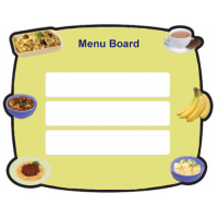Dry wipe menu board enabling food choices to be written and cleaned off