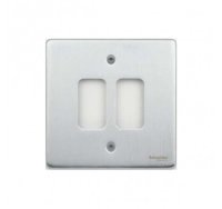 Schneider Ultimate Low Profile Grid Plate 2 gang Brushed Chrome | LV0701.1252