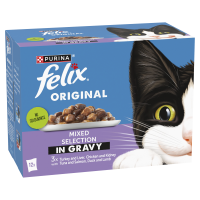 Felix Cat Pouch Original Mixed Selection Gravy 85g 12-Pack x 4