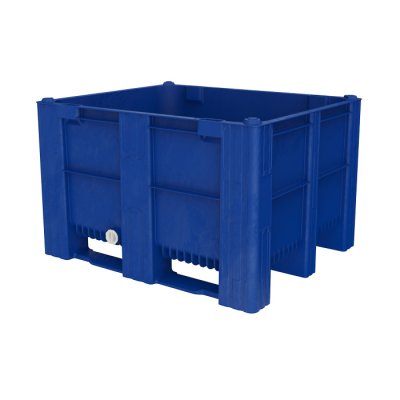 Solid Box Pallet with Drain - 605ltr, Blue