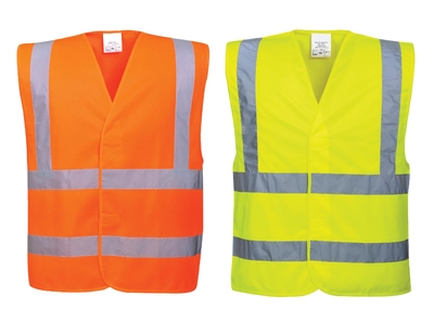 Hi-Visibility Vest 2 Band 2 Brace Yellow or Orange