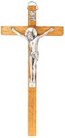 Wood Crucifix/Metal Corpus/6 Inch   (10313)