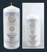 Baptismal Candle Boy/6 inch/Gift Bagged   (86523)