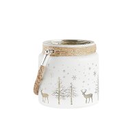 Small Christmas Candle Holder With Rope - 10 x 10cm