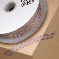 Hessian Ribbon With Stitched Edge Burgundy - 10mm x 25m
