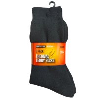Bodytech Thermal Terry Socks, Black, 3 Pairs/Pack