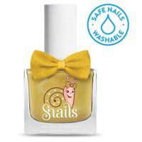 Gold coloured kids-safe nail polish that washes off with soap and water.