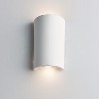 CRESCENT LED CURVED WALL LIGHT, WHITE PLASTER