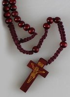 Wood Corded Rosary/Brown Bead   (6025)