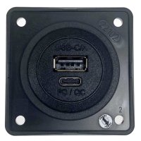 Berker Matt Anthracite 12V USB A+C 2 Gang Charging Socket