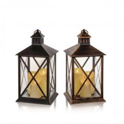 Flickabright 3 Candle Lantern with Timer Battery Operated 40cm 1