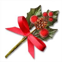 3 Holly Leaves With Red Berries/Cone (H)100mm - Pack of 12