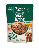 Natures Menu Dog Pouch Delicious Pate Light Chicken, Rabbit & Veg 300g x 8