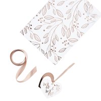Rose Gold Wedding Gift Kit (x2 Wrapping Papers ,2 Tags, Ribbon)