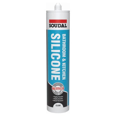 Soudal Bathroom & Kitchen Sanitary Silicone Sealant Clear 290ml