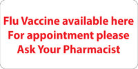 LARGE "FLU VACCINE" RED ON WHITE LABEL (ROLL 1000)