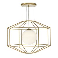 IZMIR 1 LIGHT PENDANT HEXAGONAL AGED GOLD EFFECT OPAL GLASS