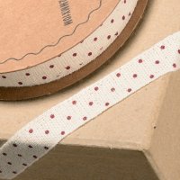 Natural Ribbon With Burgundy Spots - 12mm x 10m