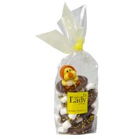 Milk choc giant buttons with asstd decor in clear gift bag - 12x80g