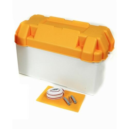 Large Battery Box Fits Most 110Ah Batteries w/ Strap/Divider (Yellow