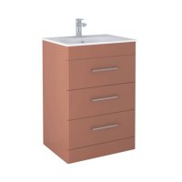 Tucker French Bucks 600mm Floor Standing Three Drawer Basin Unit Matt Terracotta