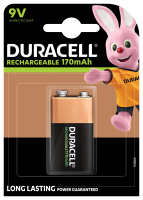 DURACELL RECHARGEABLE BATTERY SIZE 9V 170mAh CARD 1