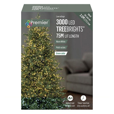 Premier 3000 LED Multi-Action Treebrights with Timer - Warm White