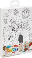 Childrens Design Canvas, Paint & Sticker Set - Animals